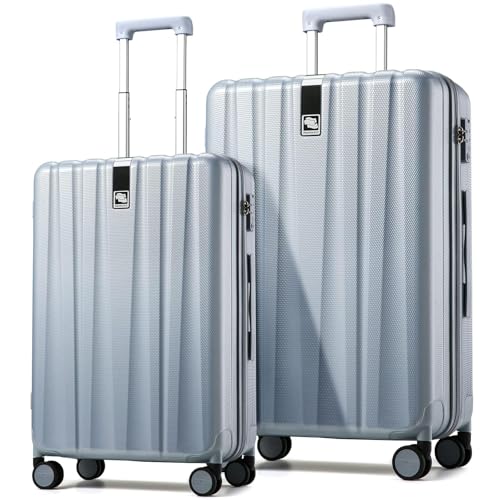 Image of Hanke Suitcase, 2-Piece Set (20 /29 Inch) Lightweight Hardshell PC Luggage with Spinner Wheels & TSA Lock, Gray, Extra Large Rolling Travel Bag, Nestable Storage, Waterproof, 103L