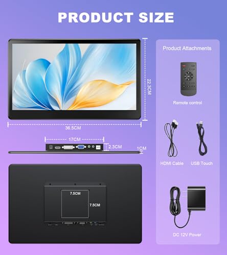 Image of 15.6 inch Portable Touchscreen Monitor FHD 1920x1080 IPS Display HDMI VGA VESA