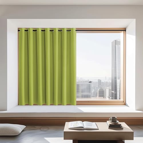 NICETOWN Fresh Green Blackout Curtains 72 inches Long, Grommet Privacy Window Treatment Thermal Insulated Room Darkening Sliding Glass Door Drape for Bedroom Living Room, 1 Panel, W100 x L72