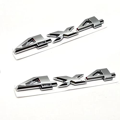 Image of 2PCS New 3D Zinc Alloy 4 x 4 Emblem Badge for Truck /SUV /Pickup Rear Tailgate Tail Gate Door 1500 2500 3500 (Silver)