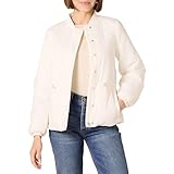 Amazon Essentials Women's Waist Padded Bomber Jacket, Ivory, Small