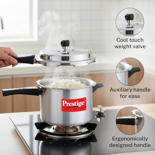 Prestige 2 Litre + 3 Litre + 5 Litre Aluminium Popular Max Outer Lid Pressure Cooker Combo with 2 Lids | Gas & Induction Compatible | Visual... - Image 6