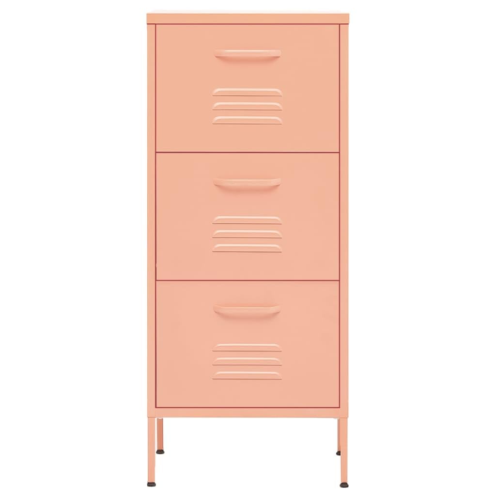 Lagerschrank Rosa aus Stahl 42,5x35x101,5 cm mit Schubladen, Stellfüßen und kugelgelagerten Schienen, Mehrzweckschrank für Büro, Werkstatt, Küche und Wohnzimmer, Stauraum und Ordnung