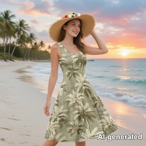 Image of Hawaii Matching Couple Outfits Husband and Wife Clothing Fashionable Mens Casual Shirts Hawaii Dress with Soft Fabric
