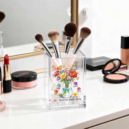 Image of Helping Little Minds Grow Acrylic Pen Pencil Holder for Teacher