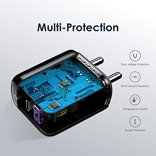 Image of Oraimo 22.5W USB C 2 Port Fast Charger with 18W USB-C Power Adapter Foldable Plug Compatible for Pixel, Galaxy, Airpods Pro and Tablets