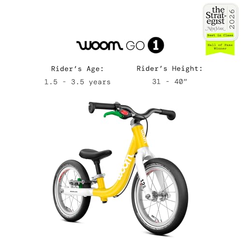Image of woom GO 1 & GO 1 Plus Balance Bike for Toddlers & Kids 18 Month to 4.5 Years Old, 12-Inch & 14-Inch Lightweight Bicycles for Boys & Girls