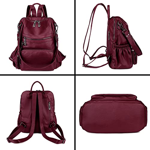 Image of Uromee Travel Backpack Purse for Women Vegan Leather Ladies Fashion Tassel Shoulder Bag Convertible