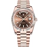 Pagani Design DD40 PD1783 Orologi da Uomo di Lusso Automatico Orologio Da Uomo AR Vetro Zaffiro Orologio Da Polso Meccanico Uomo 10Bar Movimento 8285, Oro Rosa Marrone, Classico