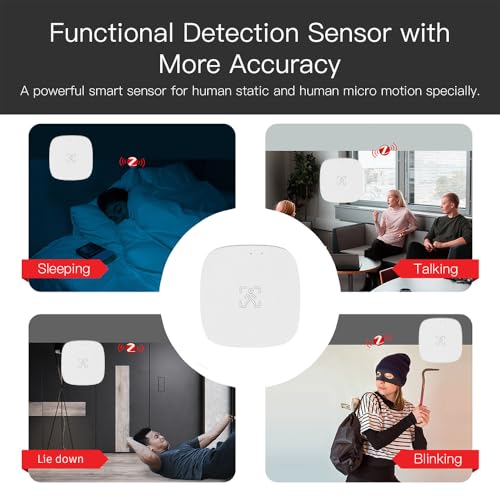 Wenzhiiot Presence Sensor, Wenzhiiot Smart Motion Sensor Zigbee 5.8 Ghz Radar Mmwave Presence Sensor Movement Body Motion Detection With Luminance/Distance Tuya Smart Life Home Assistant thumb #6