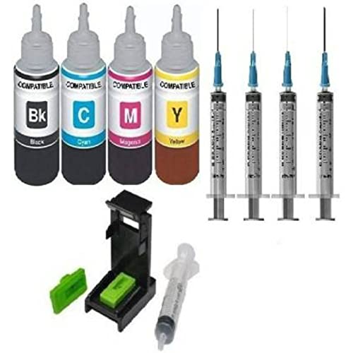 ‎dr Cartridge Point CMYK Refill Kit Combo Pack of High Yield Inkjet Cartridge Ink Refill Compatible for HP and Canon Cartridge Printers - 100ml Per Bottle (CMYK- Cyan, Magenta, Yellow, Black)