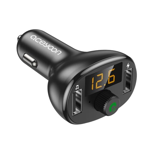 Aceyoon Car Charger USB C Adapter with Voltage Display, Dual PD 3.0 & QC 3.0 Phone Charger for iPhone, Samsung, iPad & Tablets