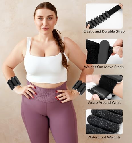 Image of Ankle & Wrist Weights for Women Men, Set of 2, 1 lb /2 lb Each | Adjustable Arm & Leg Weights, Soft Silicone Weighted Bracelet For Pilates Yoga Dance Walking Running Swimming Weight Loss
