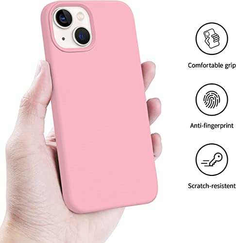 Image of DIZORO Compatible with iPhone 13 Case, Liquid Silicone Case, Full Body Protective Cover, Shockproof, Slim Phone Case, Anti-Scratch Soft Microfiber Lining, (6.1 inch Baby Pink)