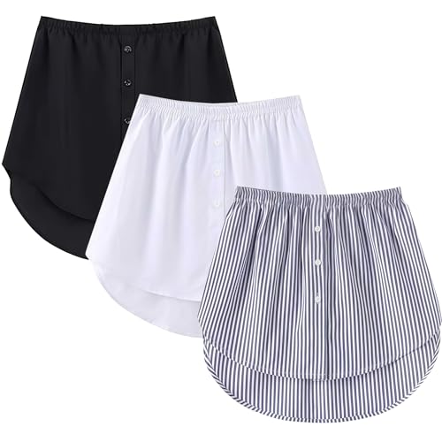 Hemdverlängerung Damen Womens Mini Underskirt Shirt Extensions Lower Skirt Sweep Shirt Extension Skirt Hemd Verlängerung Rock mit Knöpfen Damen Blusenrock Unterrock Hemdverlängerung