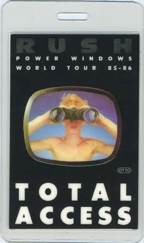 Rush 1985 Power Windows Laminated Backstage Pass Rush 1985 Power Windows Laminated Backstage Pass