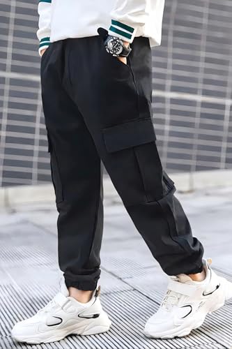 Image of ADBUCKS Boys' Cotton Cargo Joggers - Soft, Casual Pants with Pockets II Boy's Relaxed Cargo Joggers Pants for Boy