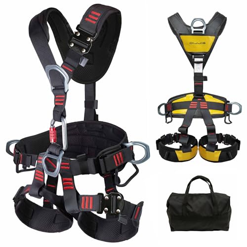 DIJJIG Harnais d'escalade Réglable, Épaississement Élargi Protection Lombaire, pour l'Escalade des Arbres, Alpinisme, Incendie, Sauvetage, Travail en...