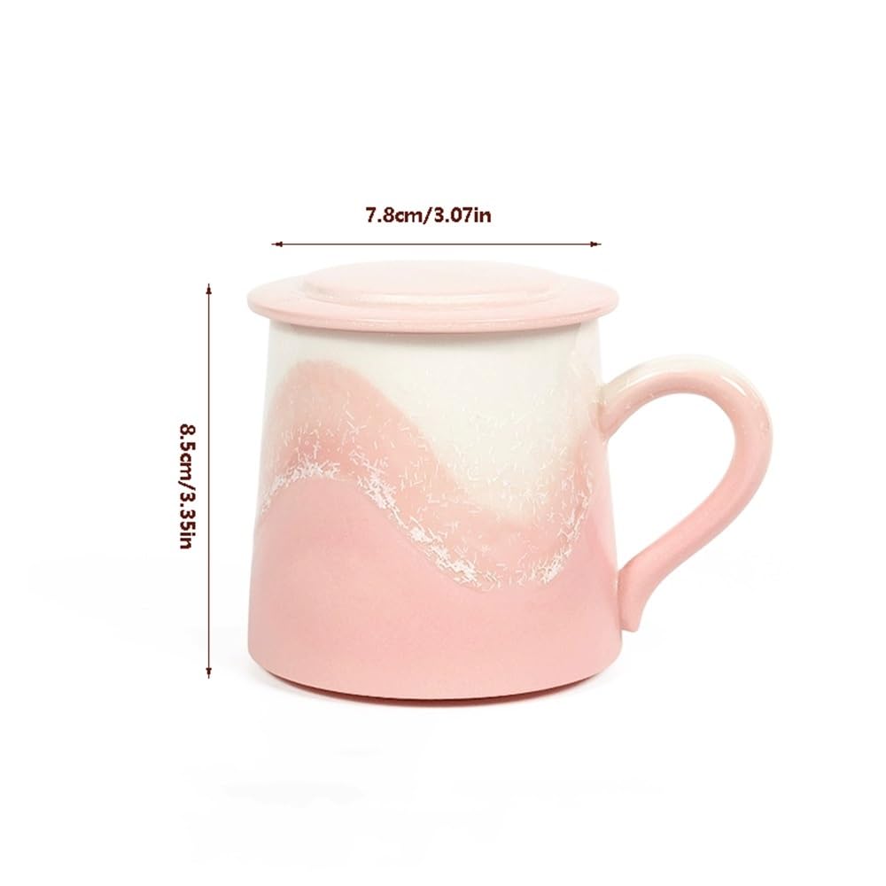 Tazze da tè Tazza rosa ambra, set di 1 tazza da caffè in ceramica smaltata con coperchio, capacità 11,5 once for il ricordo della ragazza per il latte