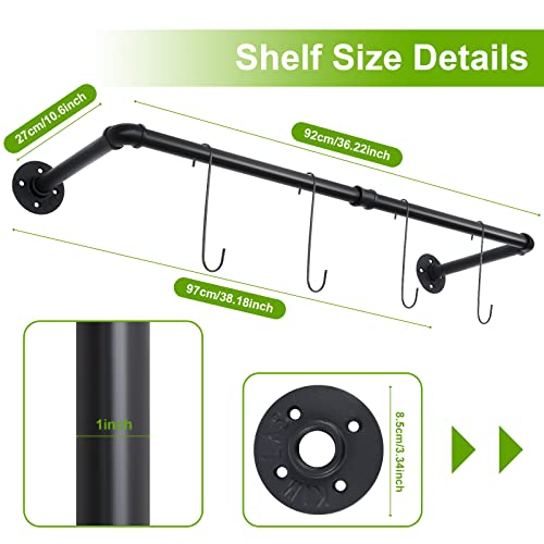Yoiemivy 2 Sets Hanging Planter Bar With 4 Pcs Hooks Black Wall Mount Planter Hanger Rod Minimalist Flowerpot Hanger Metal Plant Hanger For Window Wall Ceiling Herb Garden (Pot & Plant Not Included) #TOP4