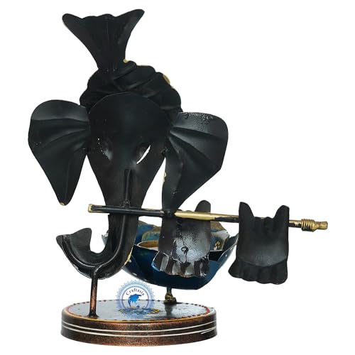 Image of Decorative Handcrafted Multicolor Metal Ganesh Brown Tea Light Holder for Home Decoration and Gift