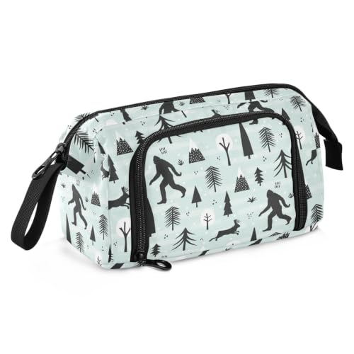 Image of Sasquatch Print Pencil Case Pouch Big Capacity Pencil Bag Box Organizer Pen Case with Compartmens Stationery Organizer for Girls Boys Women School College Office