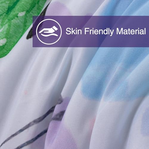 Image of A Nice Night 6pcs Bed in A Bag Watercolor Ink Wash Tie-Dye Butterfly Flying Printed, Butterflies Bedding Comforter Set, Purple Green Twin