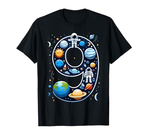 9 Jahre alter Weltraum Astronaut 9. Geburtstag Junge Mädchen Kinder T-Shirt