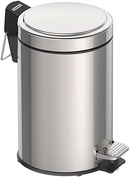Tramontina 3 Litre Kitchen Bathroom Bedroom Rubbish and Waste Bin with Pedal, Metal Stainless Steel, 17 cm Diameter x 27 cm Height, 94538103