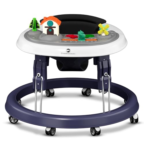 Image of StarAndDaisy Walker for Kids 6 to 24 Months /Baby Walker Boy & Girl with 360 Rotational Wheels, Toy Tray & Padded Seat /Foldable Walker for Kids for 1 Year with Adjustable Height -Blue