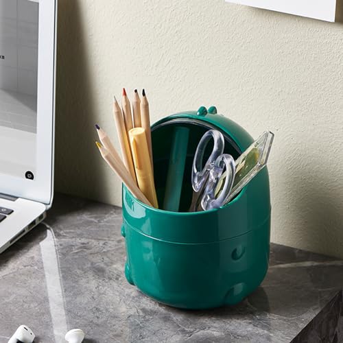 Image of Tissting Mini Trash Can with Lid, 20 x 16cm /16 x 12cm Cute Countertop Bin Plastic Garbage Container for Office Table Desk Home Vanity Kitchen Bedroom(20x16cm Green)