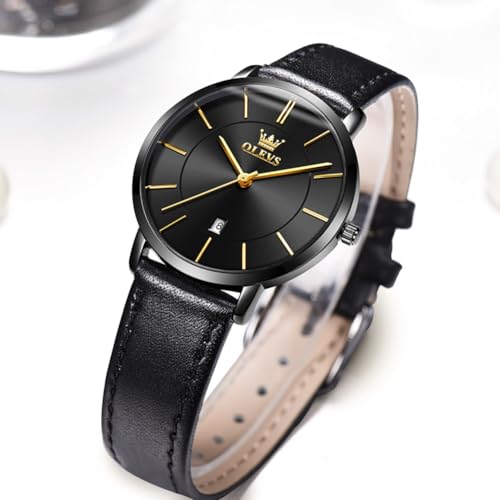 Image of OLEVS Womens Watch Minimalist Simple Slim Thin Original Analog Quartz Dress Wrist Watches Stainless Steel Mesh or Leather Strap Waterproof Watches for Ladies