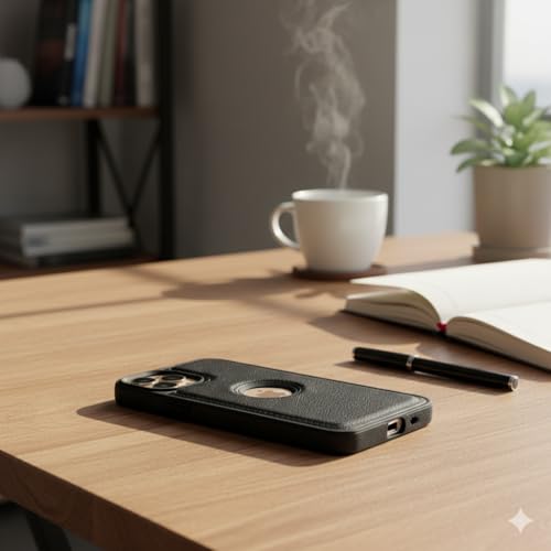 Image of Leather Case for Apple iPhone 12 Pro Max Premium Protective Stylish Slim Cover with Shockproof Raised Edges Black