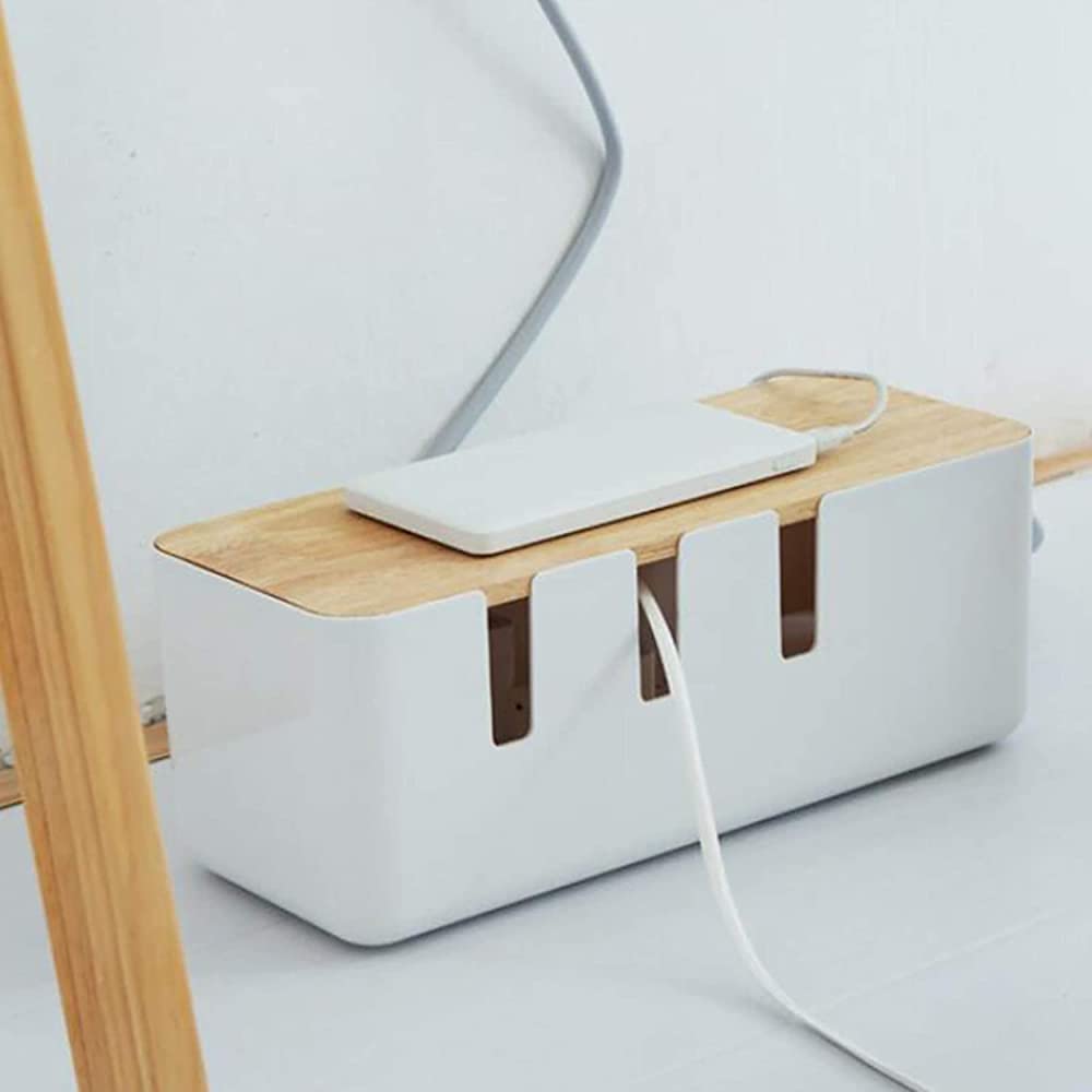 Scatola Portacavi, Scatola Portacavi Per Gestione Cavi Scatola Portaoggetti Presa Multipla Scatola Portaoggetti Per Organizzatore Prese Multiple Con Coperchio In Legno, Pratica Scatola Di Ricarica