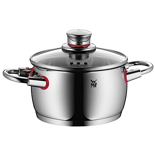 Foto von WMF Quality One Topfset Induktion 5-teilig, Kochtopf Set mit Glasdeckel, Cromargan Edelstahl poliert, Induktions Töpfe Set unbeschichtet, Dampföffnung, für alle Herdarten geeignet