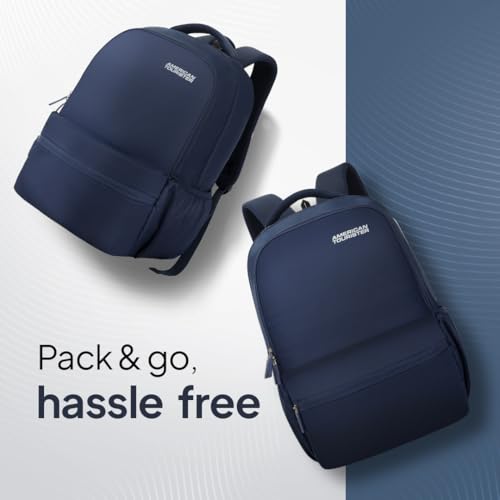 American Tourister Lex Style 01, 31L Volume College and Office Laptop Backpack with Front Organizer and Spacious Interiors for Men & Women - Navy 7 41uJo2T B+L