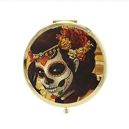 Preisvergleich Produktbild Bmstjk Halloween-Schädel, der doppelte Seiten-Kosmetikspiegel, Charme-Minikosmetikspiegel, Geschenk für bestes Friend7.7X7Cm faltet