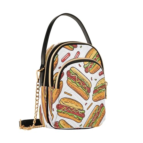 Quilted Crossbody Bags for Women,Hand-drawn Hot Dog Pattern Women's Crossbody Handbags Small Travel Purses Phone Bag2
