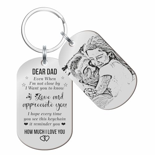 Image of Father's Day Gifts, Dad Birthday Gifts from Daughter Personalised Daddy Photo Keyring - The Moment You Became My Daddy | Personalised New Born Baby Gift