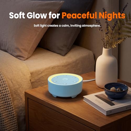 Image of Kipcush White Noise Machine for Sleeping, Baby & Adults, High-Fidelity Non-Looping Sounds, Sleep Sound Machine with Dimmable Night Light, USB Powered, Memory Function, Home, Nursery & Travel