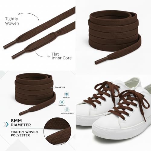Image of Heavy Duty Flat Shoe Laces for Men & Women | Comfortable, Strong Grip & Stylish Sneaker Laces