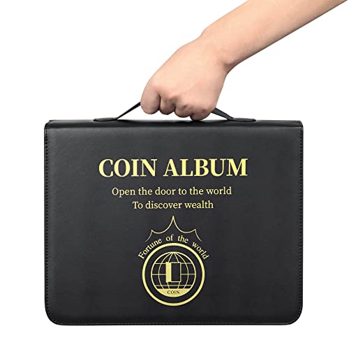 Aitime 3 In 1 Coin Collection Holder Album Book For Collector, 370 Pockets Coin Collection Supplies For Coin Paper Money Currency Bill, Coin Collecting Storage Book With Zipper And Handle #TOP1