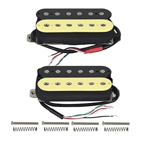 FLEOR High Output Alnico 5 Guitar Pickup Double Coil Humbucker Pickups Neck and Bridge Set (Cream+Black) Cover
