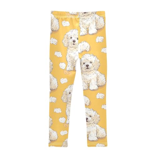 Hand Drawn Poodle Girls Leggings,Workout Leggings for Girls Toddler Athletic Legging Size for 3-10T2