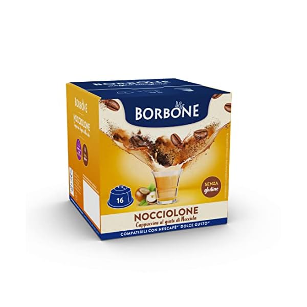 CAFFÈ BORBONE Nocciolone - Capuchino con sabor a avellana - 64 cápsulas (4 envases de 16) - Compatibles con las máquinas…