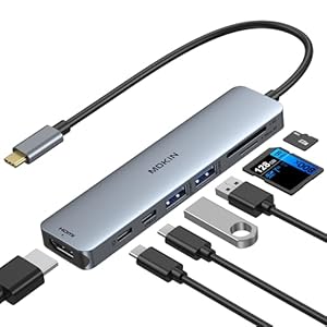 MOKiN USB C Hub Type C Adapter 6 in 1 USB-C Hub mit HDMI 4K@30Hz, 2*USB 3.0 Ports/1*USB 2.0 Anschlüsse, SD/Micro Kartenleser, kompatibel für MacBook Pro，MacBook Air, XPS und mehr Typ-C-Geräte