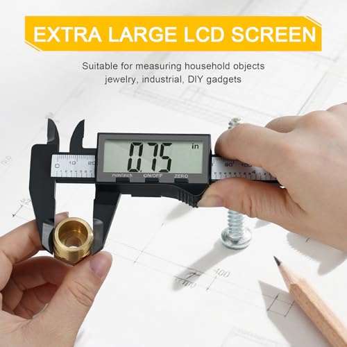 Image of Digital Caliper, Sangabery Dial Caliper 6 Inch with Extra-Large LCD Screen, Plastic Vernier Calipers Measuring Tool, Electronic Ruler, Inch & Millimeter Conversion, Use for Jewelry, Industrial, DIY