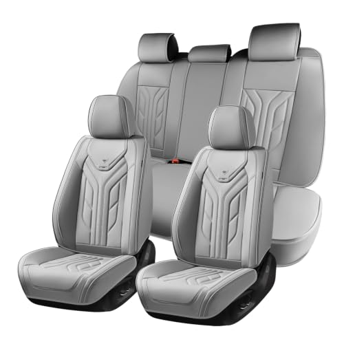 Image of Coverado Car Seat Covers Full Set, Automotive Seat Covers Car Seat Protector Car Seat Cushion, Waterproof Leather Seat Covers for Cars, Universal Fit for Most Sedans SUV Pick-up Truck((Grey)