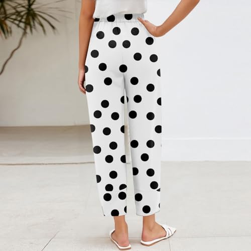 Linen Capri Pants for Women Wide Leg Floral Work Pants Casual Summer Lightweight Baggy Cropped Trousers with Pockets3