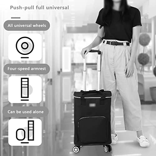 WLKINF Universal-Trolley zum Ziehen, Einkaufen, Zuhause, tragbar, geräuschlos, Einkaufstrolley, doppelt, wasserdicht… – Bild 4